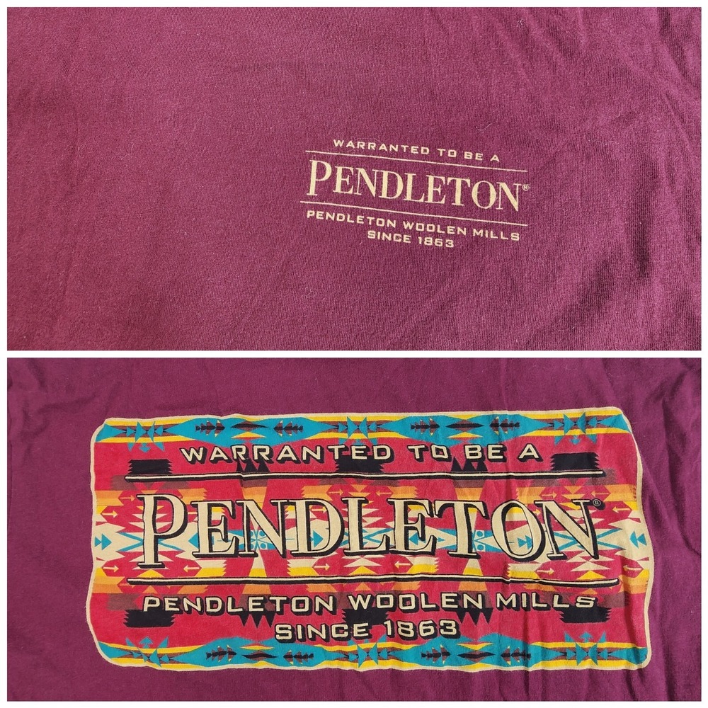 Pendelton Woolen Mills Portland Oregon Maroon Tee T-Shirt Size Medium Graphic T